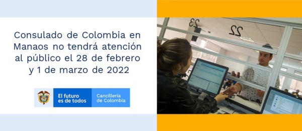 Consulado de Colombia en Santo Domingo de los Colorados-Ecuador no tendrá atención al público el 28 de febrero y 1 de marzo 