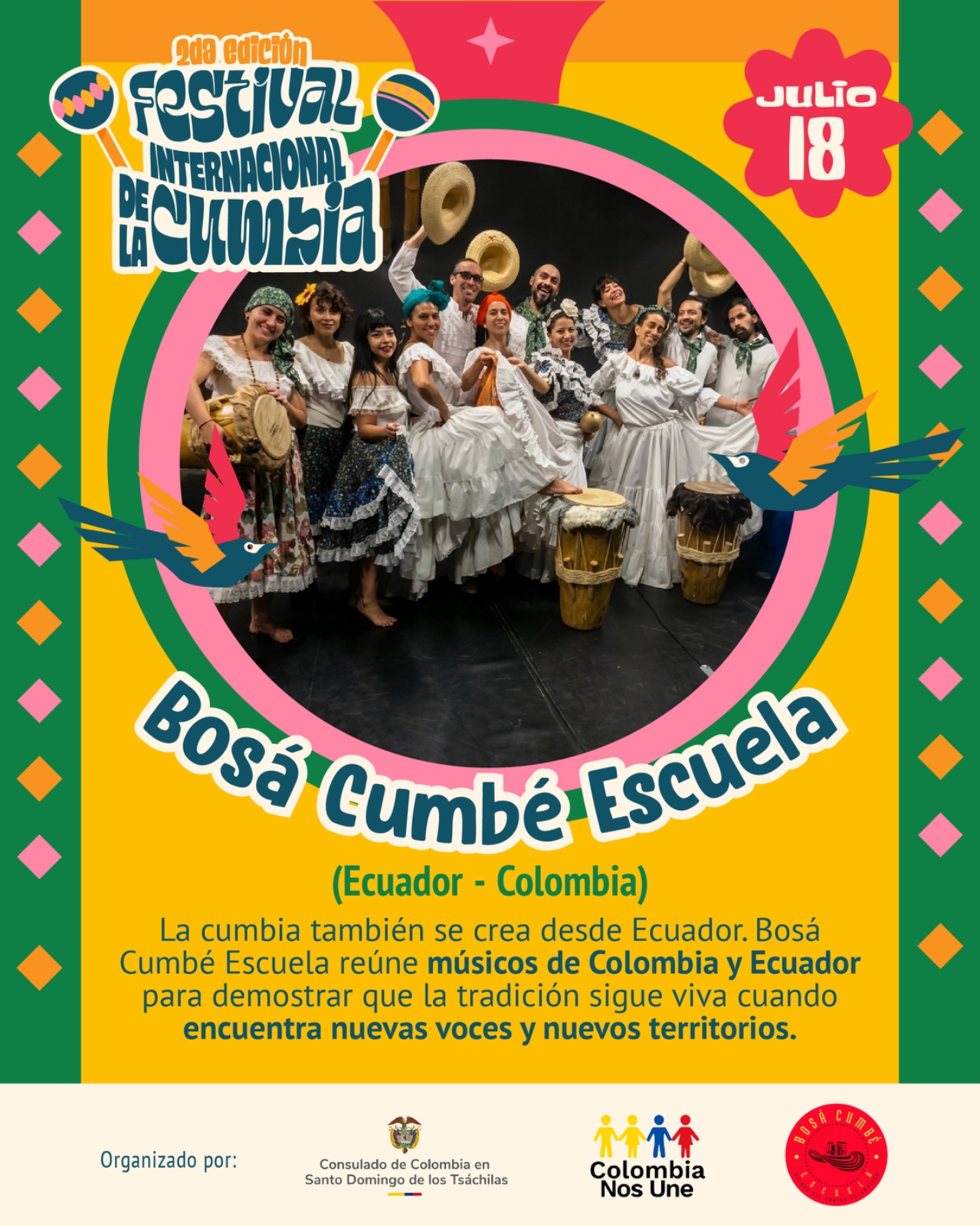 Celebración del aniversario 216 de la Independencia de la República de Colombia en Santo Domingo de los Tsáchilas