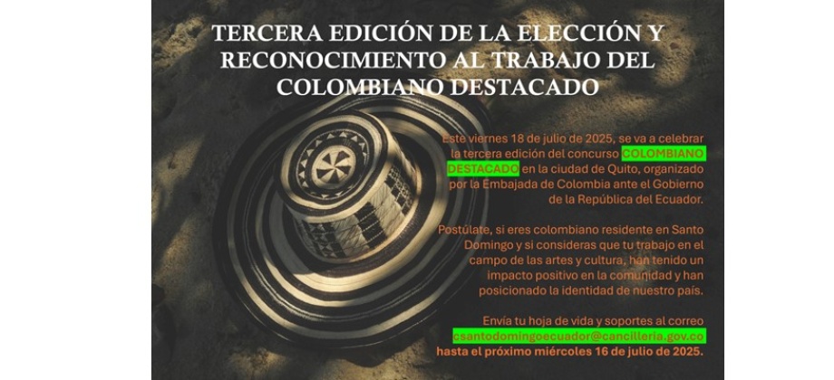 Participa del concurso que adelanta la Embajada de Colombia: Colombiano Destacado 2025
