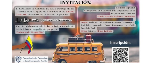 Invitación: celebración del 20 de Julio en el Consulado de Colombia en Santo Domingo de los Tsáchilas, Ecuador